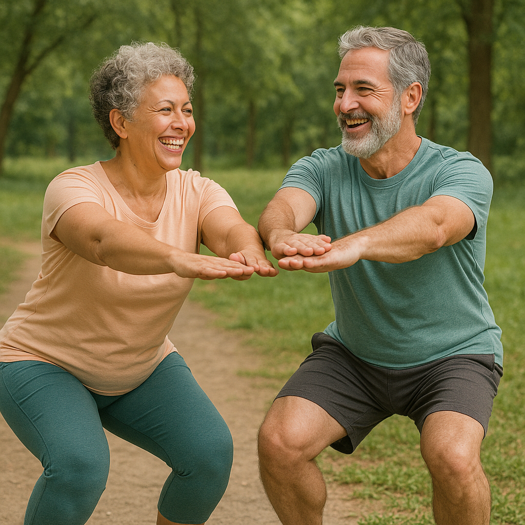 Active senior doing strength training